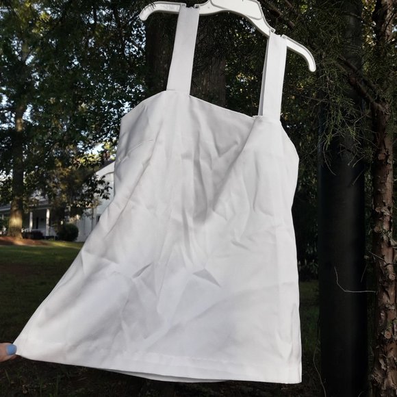White Satin Cami Tank Top Undershirt Shell Strap - Picture 1 of 5